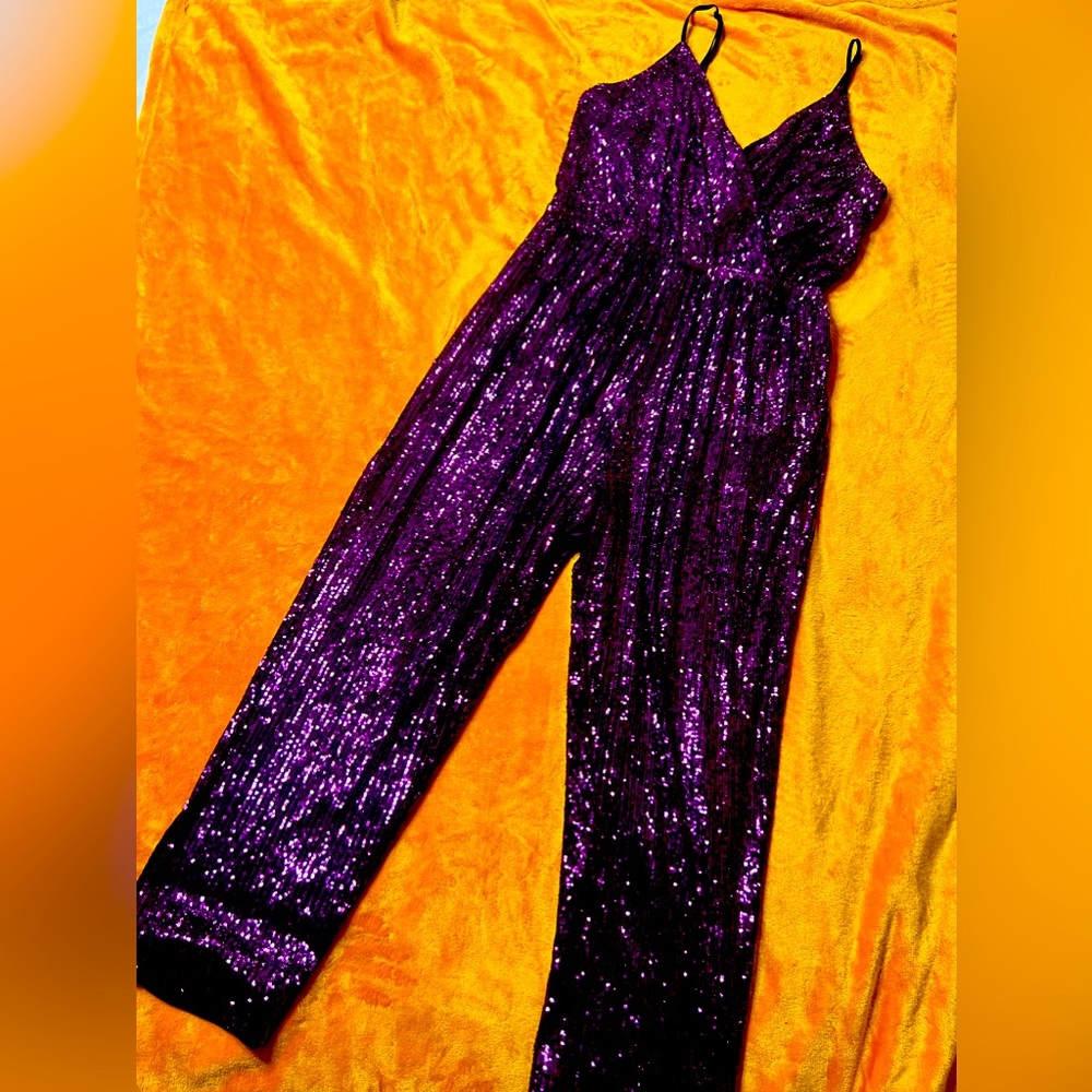 Sequin straight leg jumpsuit size L
